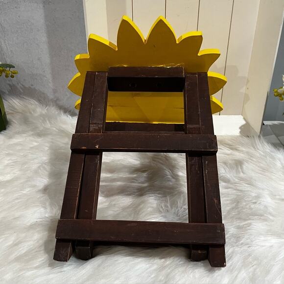 NEW Sunflower Rustic Farmhouse Handcrafted Folding Plant Stand 19” - Picture 7 of 16